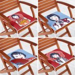 4'lü Kırmızı Ve Mavi Japon Kız Tasarımlı Dekoratif Fermuarlı Sandalye Minderi Seti Realhomes