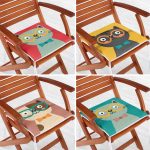 - RealHomes Fermuarlı Sandalye Minderi - Realhomes  4'lü Renkli Sevimli Kedicik Baskılı Fermuarlı Sandalye Minderi Seti Realhomes