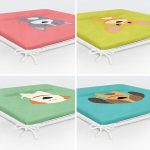 4'lü Sevimli Köpekcikler Fermuarlı Sandalye Minderi Seti Realhomes