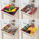 - RealHomes Fermuarlı Sandalye Minderi - Realhomes  4'lü Soyut Sulu Boya Çalışması Tasarımlı Fermuarlı Sandalye Minderi Seti Realhomes