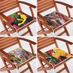 - RealHomes Fermuarlı Sandalye Minderi - Realhomes  4'lü Soyut Sulu Boya Çalışması Tasarımlı Fermuarlı Sandalye Minderi Seti Realhomes