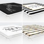 - RealHomes Fermuarlı Sandalye Minderi - Realhomes 4'lü Gold Yazılı Siyah Beyaz Zeminli Fermuarlı Sandalye Minderi Seti Realhomes