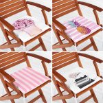 4'lü Pembe Beyaz Çizgili Konsept Desenli Fermuarlı Sandalye Minderi Seti Realhomes
