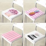 4'lü Pembe Beyaz Çizgili Konsept Desenli Fermuarlı Sandalye Minderi Seti Realhomes