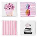 4'lü Pembe Beyaz Çizgili Konsept Desenli Fermuarlı Sandalye Minderi Seti Realhomes