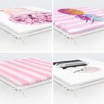 4'lü Pembe Beyaz Çizgili Konsept Desenli Fermuarlı Sandalye Minderi Seti Realhomes