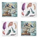 4'lü Kuş ve Tüy Modern Fermuarlı Sandalye Minderi Seti Realhomes