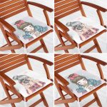 4'lü Kahve İçen ve Fotoğraf Çeken Kız Fermuarlı Sandalye Minderi Seti Realhomes