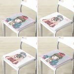 4'lü Kahve İçen ve Fotoğraf Çeken Kız Fermuarlı Sandalye Minderi Seti Realhomes