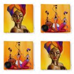 - RealHomes Fermuarlı Sandalye Minderi - Realhomes 4'lü Afrika Bayan Motifli Fermuarlı Sandalye Minderi Seti Realhomes