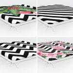 - RealHomes Fermuarlı Sandalye Minderi - Realhomes 4'lü Flamingo ve Siyah Beyaz Geometrik Desenli Fermuarlı Sandalye Minderi Seti Realhomes