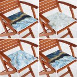 - RealHomes Fermuarlı Sandalye Minderi - Realhomes  4'lü Mavi Mermer Fermuarlı Sandalye Minderi Seti Realhomes