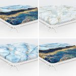 - RealHomes Fermuarlı Sandalye Minderi - Realhomes  4'lü Mavi Mermer Fermuarlı Sandalye Minderi Seti Realhomes