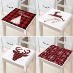 - RealHomes Fermuarlı Sandalye Minderi - Realhomes  4'lü Ekose Zeminli Yılbaşı Desenli Fermuarlı Sandalye Minderi Seti Realhomes