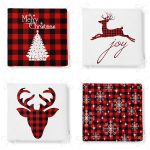 - RealHomes Fermuarlı Sandalye Minderi - Realhomes  4'lü Ekose Zeminli Yılbaşı Desenli Fermuarlı Sandalye Minderi Seti Realhomes