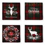 - RealHomes Fermuarlı Sandalye Minderi - Realhomes  4'lü Ekose Zeminli Yılbaşı Desenli Fermuarlı Sandalye Minderi Seti Realhomes