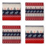 4'lü Geyik Desenli Yılbaşı Temalı Fermuarlı Sandalye Minderi Seti Realhomes