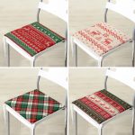 - RealHomes Fermuarlı Sandalye Minderi - Realhomes 4'lü Kırmızı Yeşil Renk Tonlarında Geyik ve Ekose Temalı Fermuarlı Sandalye Minderi Seti Realhomes