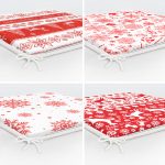 4'lü Kırmızı Beyaz Yılbaşı Geyik ve Kar Taneleri Fermuarlı Sandalye Minderi Seti Realhomes