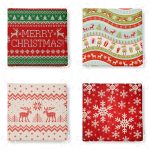 - RealHomes Fermuarlı Sandalye Minderi - Realhomes 4'lü Merry Christmas Temalı Konsept Fermuarlı Sandalye Minderi Seti Realhomes