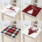 4'lü Yılbaşı Temalı Ekoseli Fermuarlı Sandalye Minderi Seti Realhomes