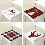 4'lü Yılbaşı Temalı Ekoseli Fermuarlı Sandalye Minderi Seti Realhomes