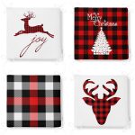 4'lü Yılbaşı Temalı Ekoseli Fermuarlı Sandalye Minderi Seti Realhomes