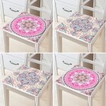 4'lü Renkli Mandala Motifli Fermuarlı Sandalye Minderi Seti Realhomes