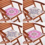 4'lü Renkli Mandala Motifli Fermuarlı Sandalye Minderi Seti Realhomes
