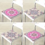 4'lü Renkli Mandala Motifli Fermuarlı Sandalye Minderi Seti Realhomes