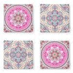 4'lü Renkli Mandala Motifli Fermuarlı Sandalye Minderi Seti Realhomes