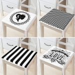 - RealHomes Fermuarlı Sandalye Minderi - Realhomes 4'lü Siyah Beyaz Renkli Dekoratif Fermuarlı Sandalye Minderi Seti Realhomes