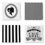 - RealHomes Fermuarlı Sandalye Minderi - Realhomes 4'lü Siyah Beyaz Renkli Dekoratif Fermuarlı Sandalye Minderi Seti Realhomes