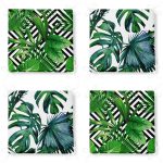 - RealHomes Fermuarlı Sandalye Minderi - Realhomes 4'lü Tropikal Yaprak Desenli Fermuarlı Sandalye Minderi Seti Realhomes