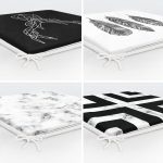 - RealHomes Fermuarlı Sandalye Minderi - Realhomes  4'lü Siyah Beyaz Renkli Fermuarlı Sandalye Minderi Seti Realhomes