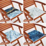 4'lü Mavi Mermer Fermuarlı Sandalye Minderi Seti Realhomes