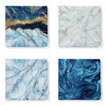 4'lü Mavi Mermer Fermuarlı Sandalye Minderi Seti Realhomes