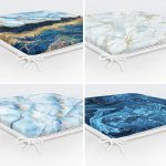 4'lü Mavi Mermer Fermuarlı Sandalye Minderi Seti Realhomes