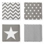 - RealHomes Fermuarlı Sandalye Minderi - Realhomes 4'lü Gri Zigzag ve Yıldız Motifli Fermuarlı Sandalye Minderi Seti Realhomes