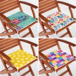 4'lü Renkli Çocuk Desenli Dekoratif Fermuarlı Sandalye Minderi Seti Realhomes