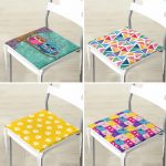 4'lü Renkli Çocuk Desenli Dekoratif Fermuarlı Sandalye Minderi Seti Realhomes