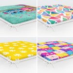 4'lü Renkli Çocuk Desenli Dekoratif Fermuarlı Sandalye Minderi Seti Realhomes