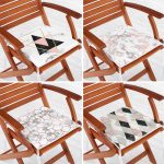 4'lü Mermer Zeminli Geometrik Desen Motifli Fermuarlı Sandalye Minderi Seti Realhomes