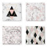 4'lü Mermer Zeminli Geometrik Desen Motifli Fermuarlı Sandalye Minderi Seti Realhomes