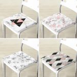 - RealHomes Fermuarlı Sandalye Minderi - Realhomes  4'lü Geometrik Desenli Mermer Zemin Motifli Fermuarlı Sandalye Minderi Seti Realhomes