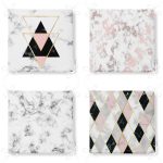 - RealHomes Fermuarlı Sandalye Minderi - Realhomes  4'lü Geometrik Desenli Mermer Zemin Motifli Fermuarlı Sandalye Minderi Seti Realhomes