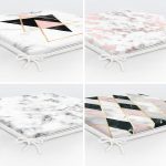 - RealHomes Fermuarlı Sandalye Minderi - Realhomes  4'lü Geometrik Desenli Mermer Zemin Motifli Fermuarlı Sandalye Minderi Seti Realhomes