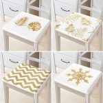 - RealHomes Fermuarlı Sandalye Minderi - Realhomes 4'lü Altın Varaklı Yaprak ve Zigzag Motifli Fermuarlı Sandalye Minderi Seti Realhomes