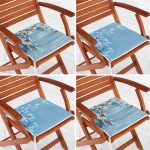 - RealHomes Fermuarlı Sandalye Minderi - Realhomes  4'lü Mavi Zeminde Dal ve Çiçek Tasarımlı Fermuarlı Sandalye Minderi Seti Realhomes