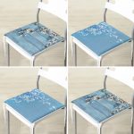 - RealHomes Fermuarlı Sandalye Minderi - Realhomes  4'lü Mavi Zeminde Dal ve Çiçek Tasarımlı Fermuarlı Sandalye Minderi Seti Realhomes